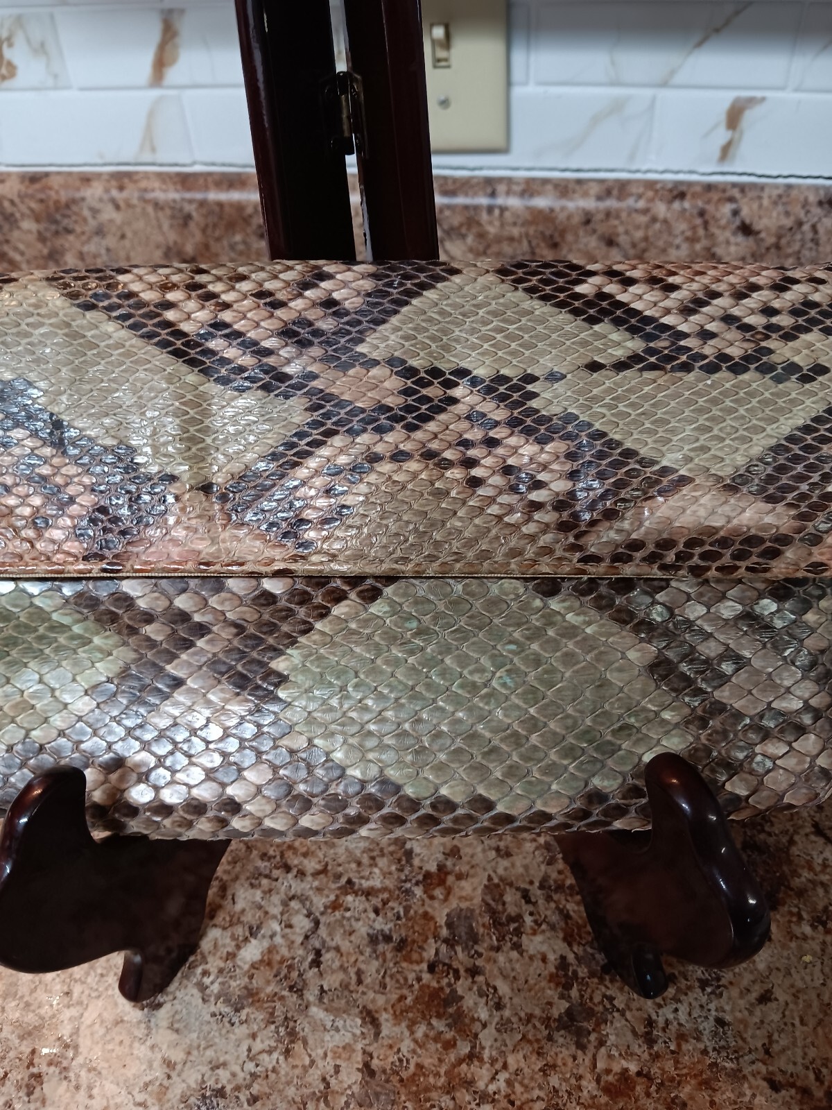 vintage EXOTIC PYTHON SKIN CLUTCH SNAKESKIN Handb… - image 1
