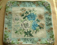 Morning Glory flower Needlepoint Pillow Cushion Cover