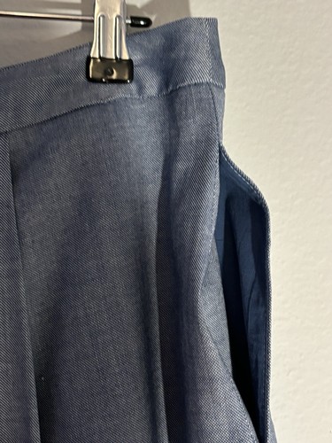 Nordstrom Collection Ramie & Cotton Navy Pleated Midi Skirt | Knee length Sz 10 - Picture 4 of 5