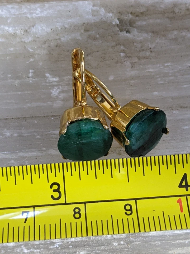 Серьги-капли с подлинным изумрудом грубой огранки около 5,5 карата - Изображение 4 из 4