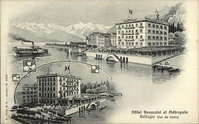 Bellagio Italy Hotel Genazzini Et Metropole Lago Di Como C1910 Postcard Ebay