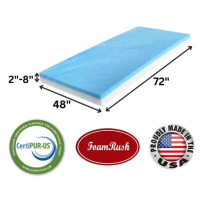 FoamRush Bunk (48'' x 72'') Cooling Gel Memory Foam RV Mattress Medium Firm USA