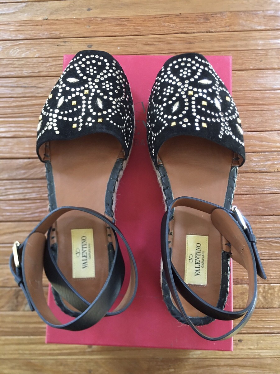 New Valentino Garavani Studded Butterfly Suede Espadrille Sz38