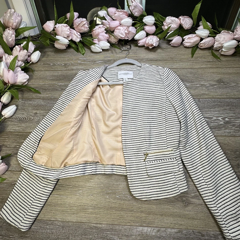 Chaqueta Blazer Katherine Barclay Talla Pequeña Tweed Mujer Carrera Blanco Negro Beige Foto 2 de 4