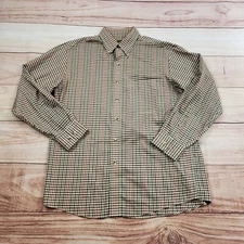 Jos A Bank Shirt Mens Medium Black Yellow Button Up Plaid Casual Pocket Adult