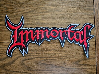 IMMORTAL, SEW ON RED WITH WHITE BORDER EMBROIDERED LARGE BACK  PATCH