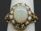 3Ct Oval Natural Fire Opal Halo Vintage Engagement Ring 14K Yellow Gold Plated