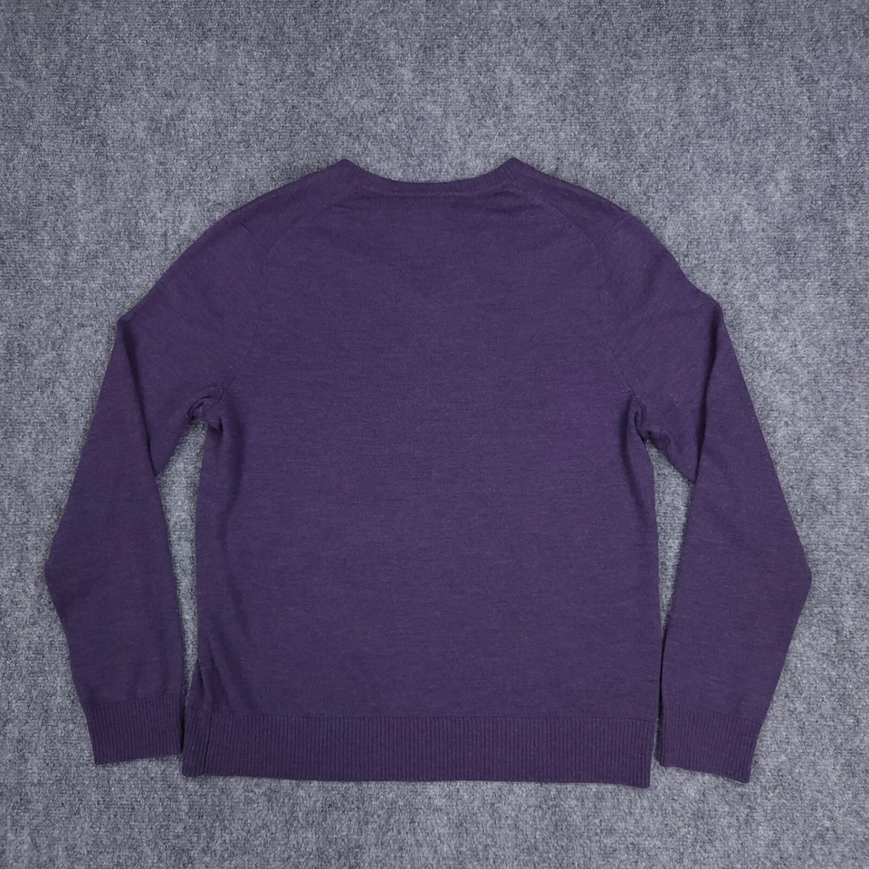 Suéter Banana Republic Para Hombres Grande Púrpura Extra Fino Lana Merino Cuello en V Pullover Foto 2 de 4