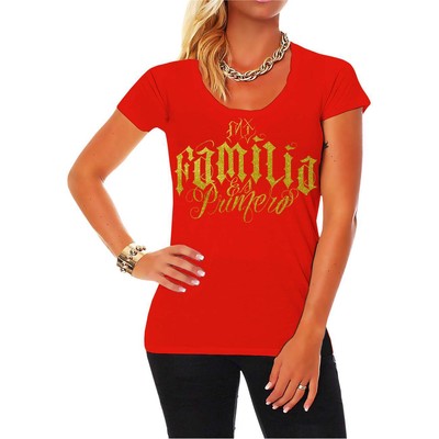 Frauen T-Shirt Mi Familia es Primero GOLD Vida loca espanol espana 187 palmen 