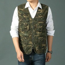 Herren Tarnfarbe Weste Utility Weste Viele Taschen Weste Ärmellose Jacke