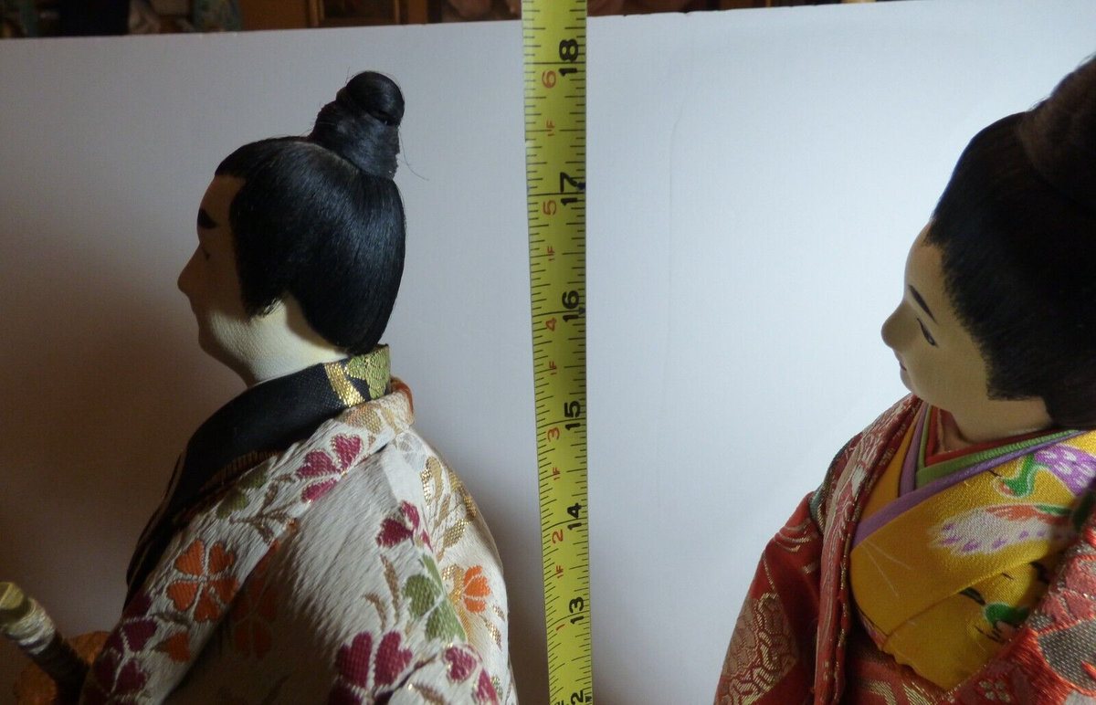 Japanese Pair Of Vintage Okinawa Ryukyu Dolls Man Woman Ningyo