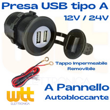 Presa Doppia USB da Pannello Caricabatteria per Auto Camper Moto Barche 12V 24V