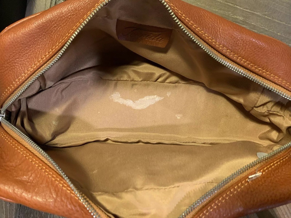 Trousse De Voyage Homme Terrida Cuir Orange - Taille Medium, Occasion Très Bon état, Fabrication Italie