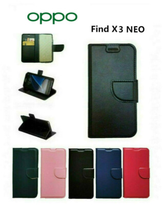 SDTEK Pelle Case Con Magnete Cover Flip per Oppo Find X3 Neo Nero