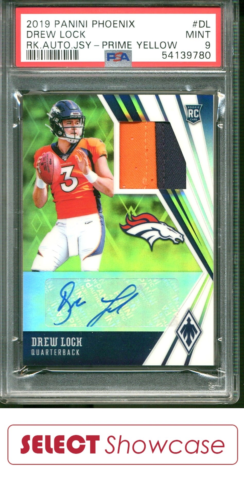 Drew Lock Panini Phoenix Rookie Autograph Jersey #DL Prime Yellow