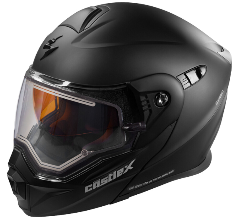 Castle EXOCX950 Solid Snow Helmet w/Electric Heated Shield Matte Black