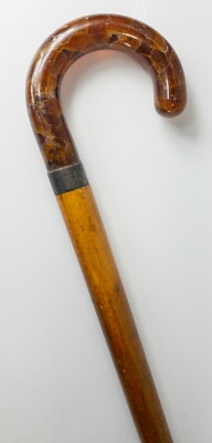 Antique Cane Walking Stick Reconstituted Honey Amber Handle  display picture 1
