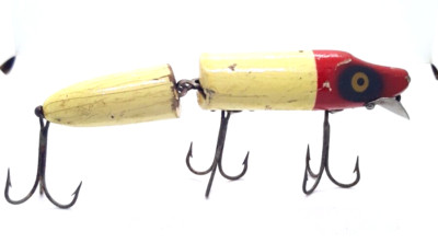 Heddon Vintage Fishing Lure Red White Joint Vamp - Wood