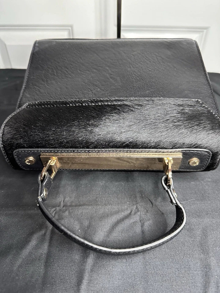  Bolso de cuero Dune London negro con asa superior imitación pelo de becerro PVC Foto 3 de 4