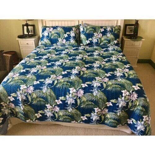 King Quilt Set Bettwäsche Tropical Coastal Botanical Floral Karibik Bahama 3-teilig - Bild 6 von 24