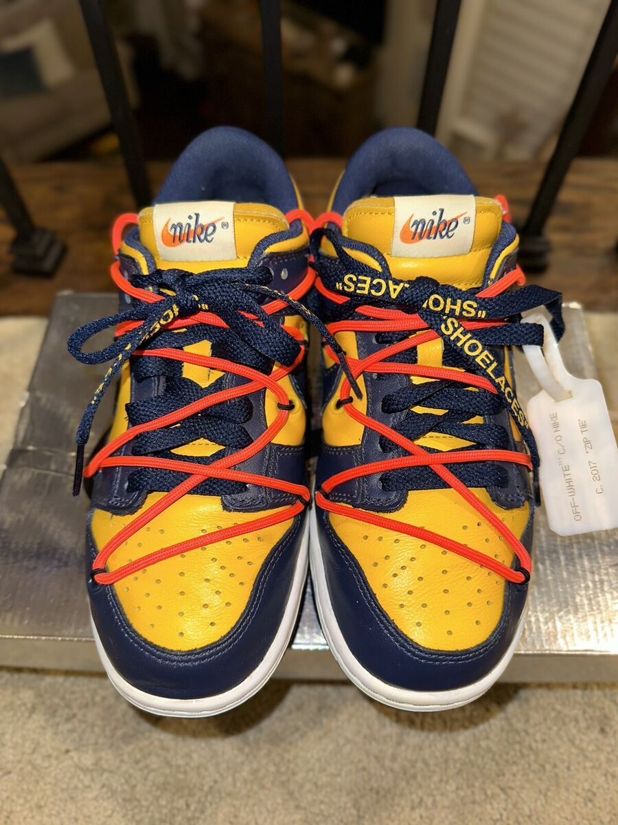 Nike Dunk Low X Off White Michigan Blue Yellow Men's Sz 4 Nike Dunk Low X Off White Michigan Blue Yellow Men's Sz 4