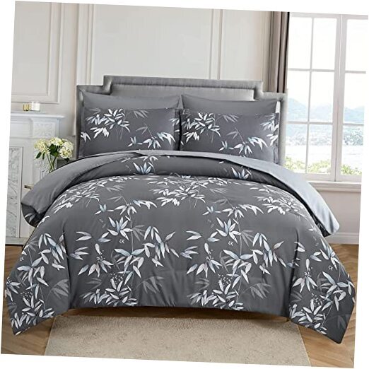 Comforter Set Size - 7 Pieces Bed in a Bag, Bedding Set, Soft Queen Dark Grey-image