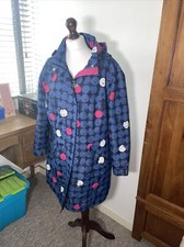 Maine New England Shower Resistant Blue Spot Coat Size 16 Hooded Fleece Lined