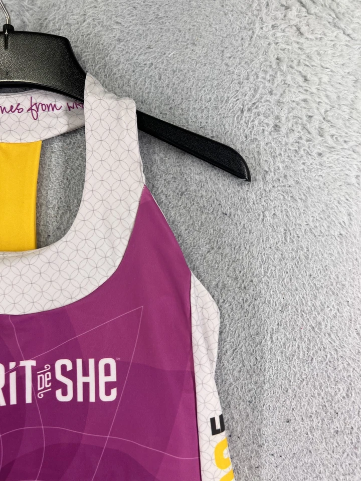 Jersey de ciclismo Moxie para mujer grande púrpura amarillo sin mangas pulóver bolsillos de poliéster Foto 4 de 4