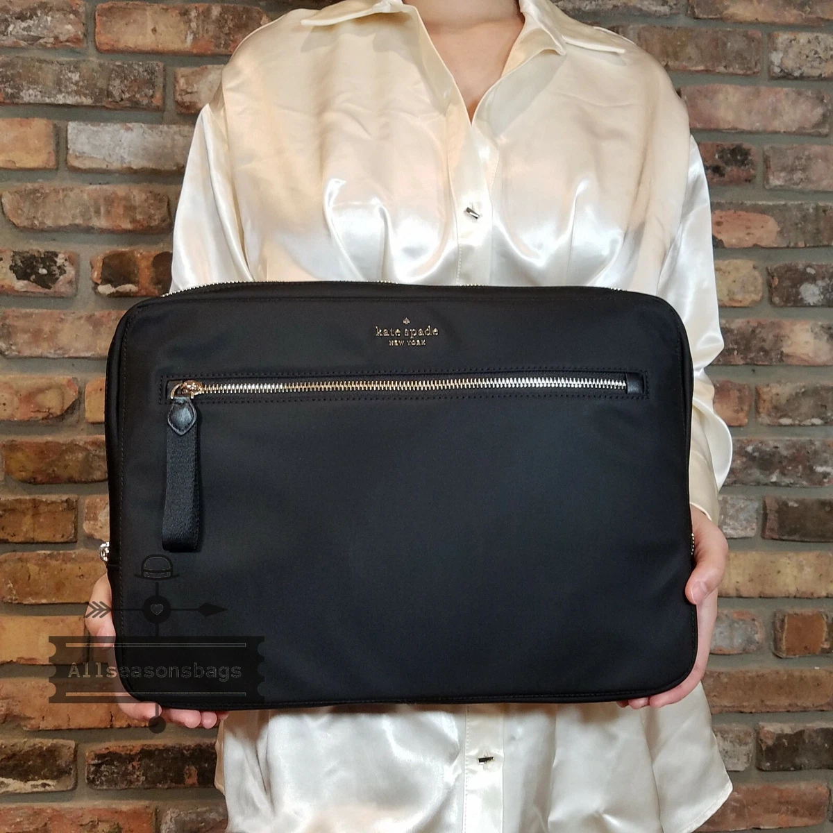 Nylon and leather laptop bag