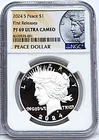 2024 Peace proof silver dollar ngc pf 69 uc first releases peace  In Hand