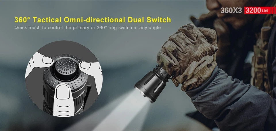 Klarus 360X3 USB Charge 3200 Lumens LED Tactical Flashlight Torch - Image 2 of 4