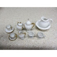 LOT OF 13 PIECES OF MINITURE TEA SET WITH CUPS CREAMER SUGAR BOWL FOR DOLL HOUSE