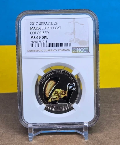 2017 UKRAINE 2H UAH - FLORA & FAUNA - MARBLED POLECAT - NGC MS69 DPL - POP 2