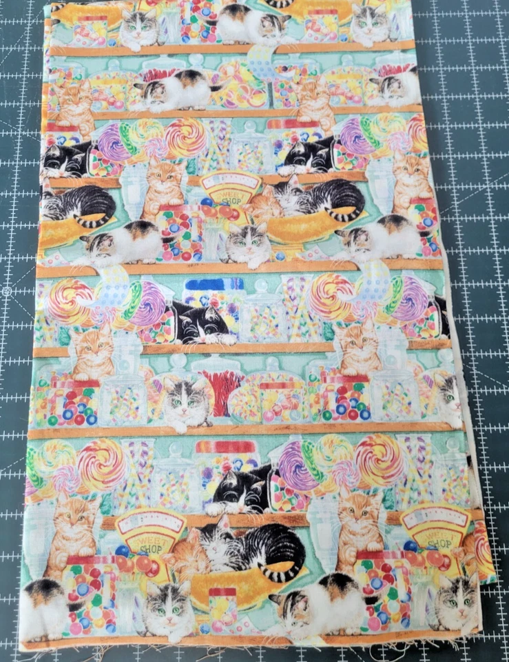 Sweet Shop Kitties In a Candy Shop Cotton Fabric 2 Yards - Image 3 of 3