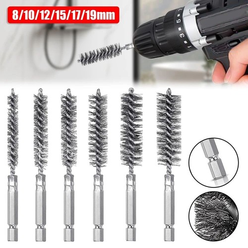 1/6Pcs Stainless Steel Steel Bore Brush for Power Drill Impact Driver