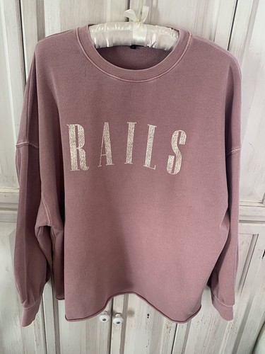 RAILS SIGNATURE SWEATSHIRT - VINTAGE ROSE Größe SMALL EUC