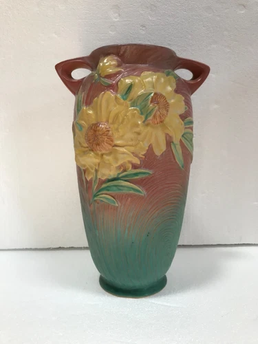 Roseville Peony pink vintage art pottery 1942 67-12