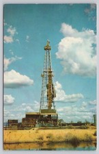 Modern Oil Well Drilling Derrick Equipment, Vintage Postcard