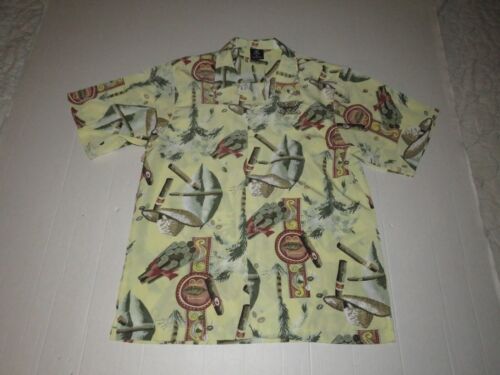 Hutspah, Shirts, Hutspah Vintage 7 Mens Shirt Xl Slim Long Sleeve Peacock  Print Nylon Acetate