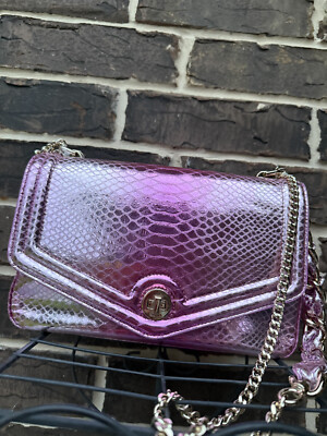 NWT $395 Brahmin Rosalie Rose Water Akoni Crossbody metallic pink