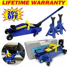 2 Ton Hydraulic Floor Trolley Jack + 3 Tonne Axle Stand Lifting Heavy Duty Tool