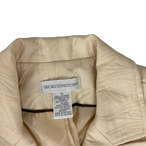 Blazer Worthington Mujer Talla 12 Texturizado Crema Trabajo Oficina Básico Informal Chaqueta - Imagen 7 de 17