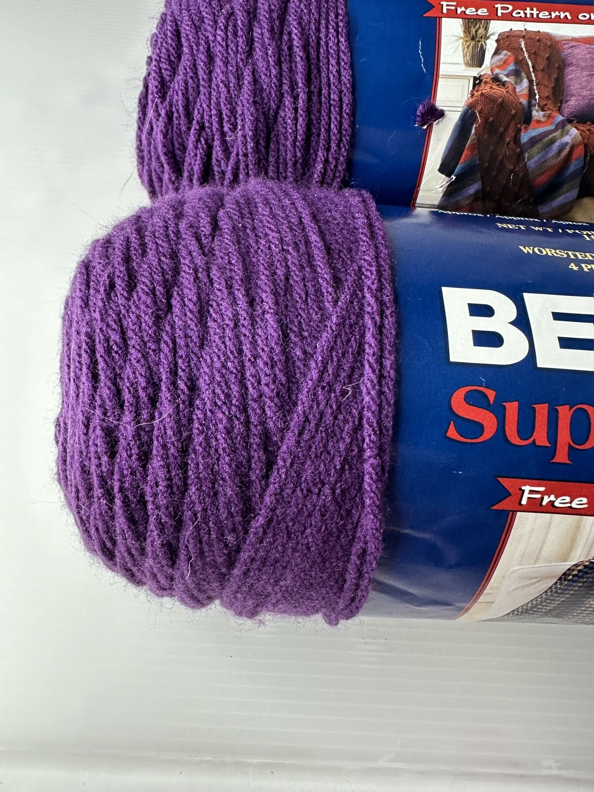 Bernat Super Value Solid Yarn Mulberry Lot of 3 Skeins Same Dye Lot