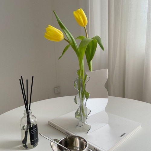 Acrylic Hydroponic Vases Wave Shape Flower Jar INS Floral Container Pot Party - Picture 10 of 14
