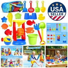 Durable 19-Piece Beach Toys Set with Water Wheel  Bucket - Ideal for Ages 3-13