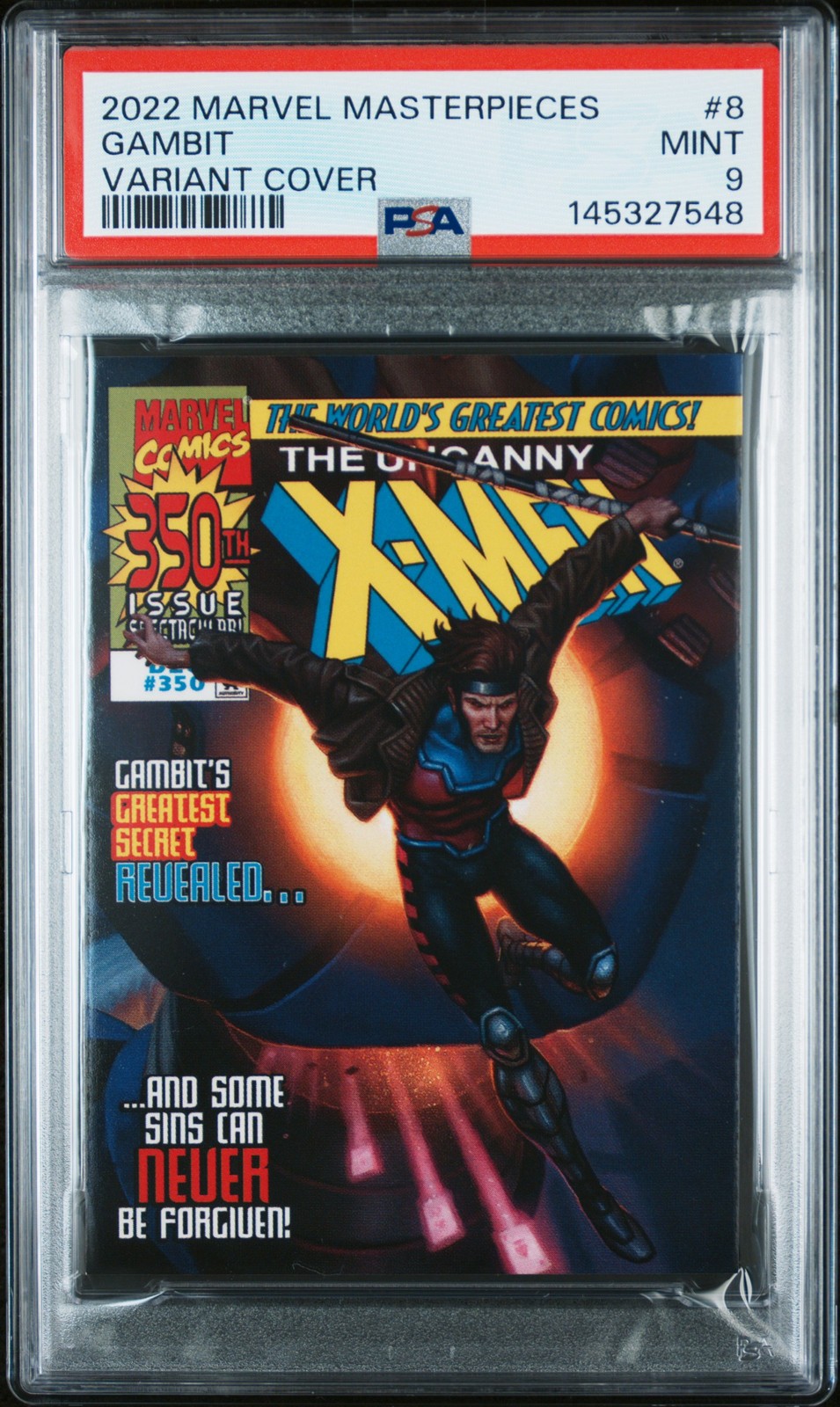 2022 SKYBOX MARVEL MASTERPIECES VARIANT COVER #8 GAMBIT 1079/1499 PSA 9
