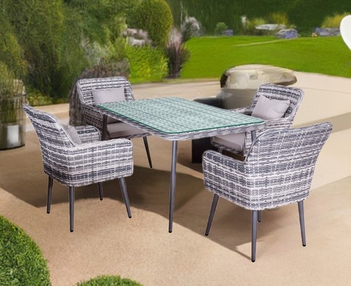 Muebles de jardín grupo de comedor aluminio poliratán 4 sillas y mesa resiste... - Imagen 2 de 8