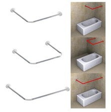 Silver Shower Curtain Rail 3 Way Use L Shape & U Shape Corner Rail for Bathroom