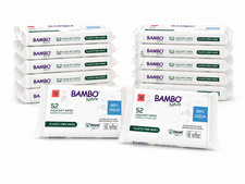 Bambo Nature Aqua Wet Wipes 12 packs (624 Wipes) Plastic Free Skin