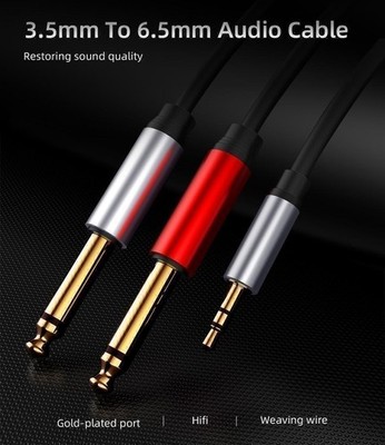 5ft 3.5mm TRS Male To Dual 6.35mm Mono Male Jack Audio Splitter Connection Cable